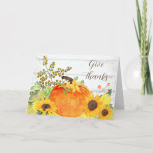 Carte Merci Russe Citrouille et Sunflower Card