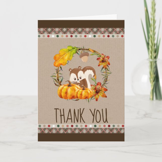 Carte Merci rustique de l'automne pour écureuil et citro (Devant)