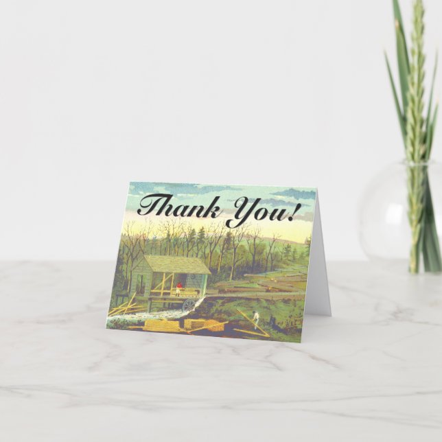 Carte "Merci !" + Scierie Rustique Historique (Devant)