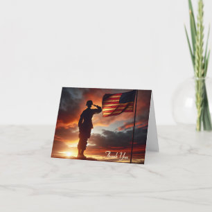 Carte Merci Soldat Saluant le Drapeau 