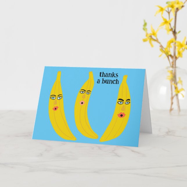 Carte MERCI UN BUNCH Funny Bananes Merci mignonne (Fleur jaune)