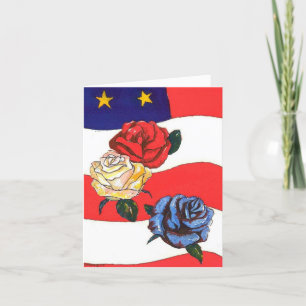 Carte Merci Vets Drapeau Rouge Blanc Bleu Rose Frappes