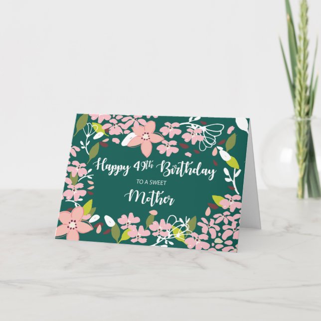 Carte Mère 49e anniversaire Fleurs vertes (Devant)