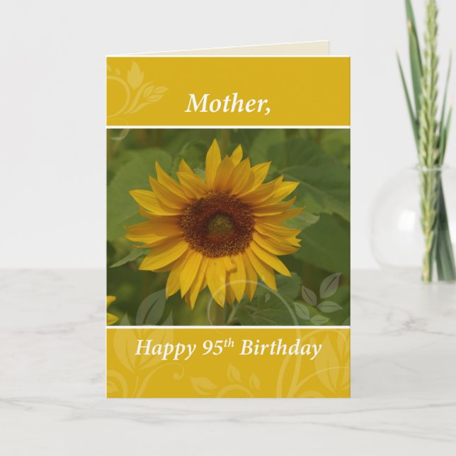 Carte Mère 95e année Anniversaire avec tournesol (Devant)
