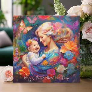 Carte Mère avec bébé Fille Première fête des mères