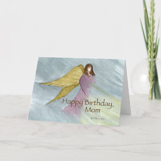Carte Mère Biologique Ange Anniversaire Bleu (Devant)