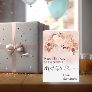 Carte Mère Coutume Floral Aquarelle Anniversaire Peach