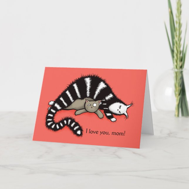 Carte Mère de chat protège son Kitty Mères Fête Amour Ma (Devant)