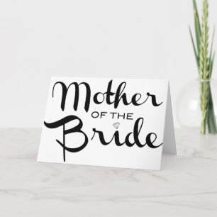Carte Mère de mariée Retro Script noir sur blanc