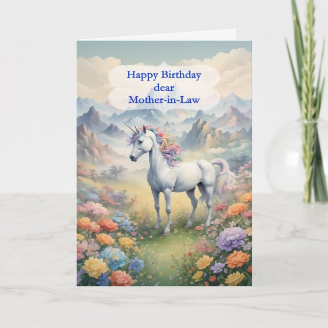 Carte Mère en droit Anniversaire Unicorn (Devant)