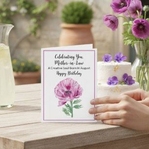 Carte Mère en droit Joyeux Août Anniversaire Purple Popp
