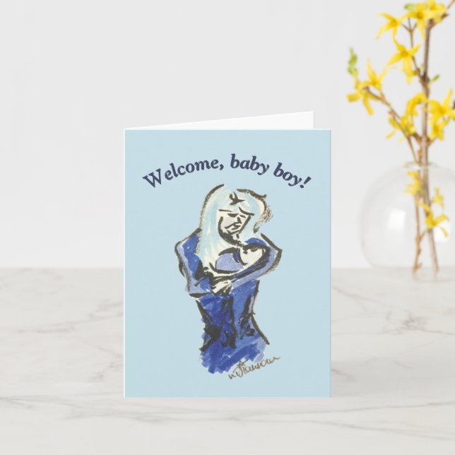 Carte mère et bébé "Baby Boy" (Fleur jaune)