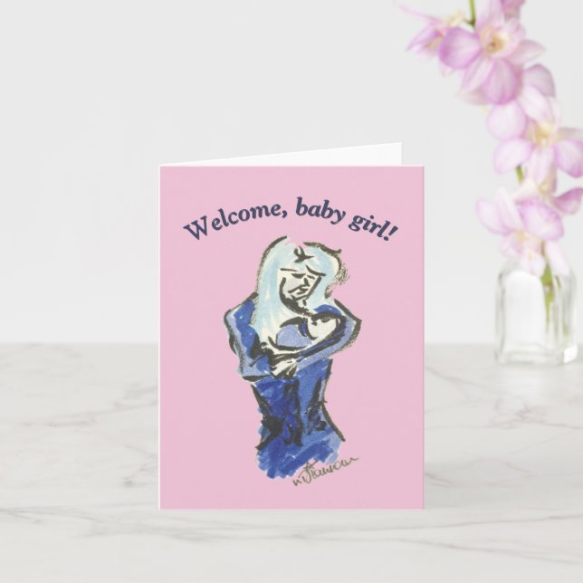 Carte mère et bébé "Baby Girl" (Orchidée)