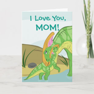 Carte Mère et bébé parasaurolophus