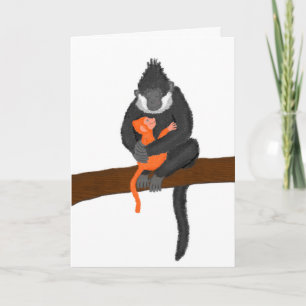 Carte mère et bébé singe Fête des mères