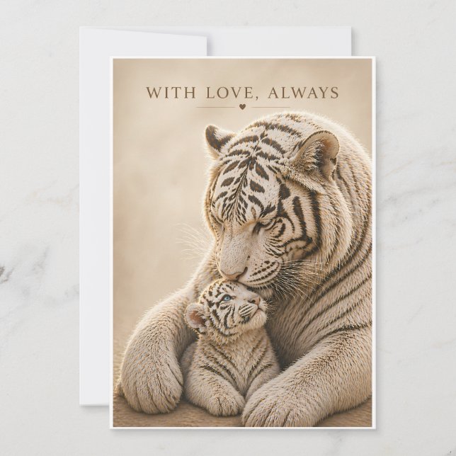 Carte mère et bébé Tigre blanc – Avec amour, toujo (Devant)