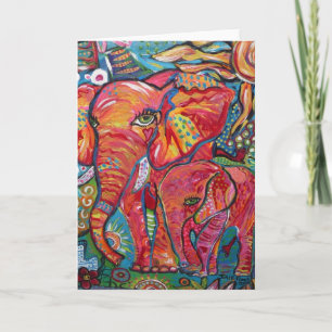 Carte Mère et enfant d'éléphant