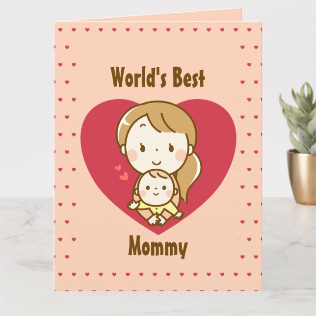 Carte Mère et enfant mignon dessin animé kawaii fête des (Petite plante)