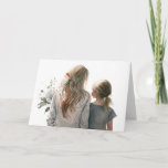 Carte Mère et fille pour l'anniversaire<br><div class="desc">Portrait de maman et de fille sur blanc avec des fleurs dans un effet aquarelle pour l'anniversaire de maman. Le texte peut être modifié.</div>