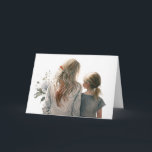 Carte Mère et fille pour l'anniversaire<br><div class="desc">Portrait de maman et de fille sur blanc avec des fleurs dans un effet aquarelle pour l'anniversaire de maman. Le texte peut être modifié.</div>