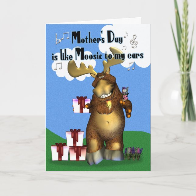 Carte Mère, Fête des Mères Moose avec cadeaux (Devant)