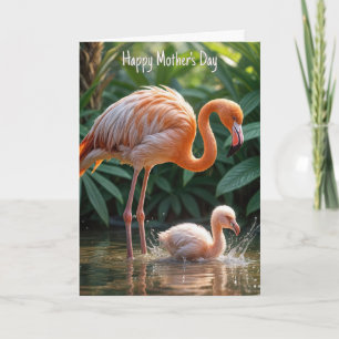 Carte Mère Flamant rose avec poussin