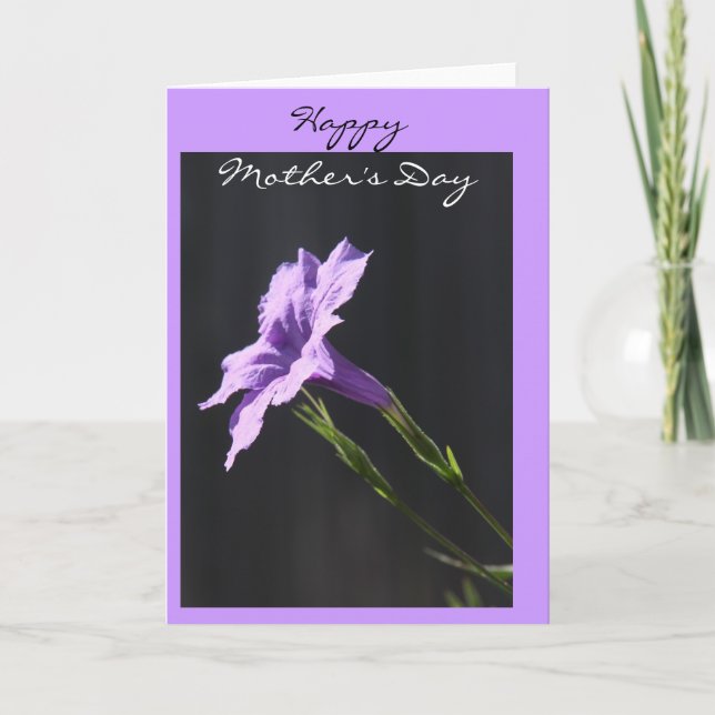 Carte mère florale, Vivid Purple Bloom sur Black (Devant)