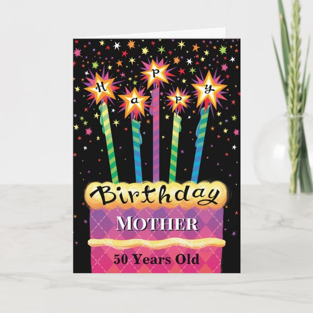 Carte Mère gâteau du 50e anniversaire (Devant)