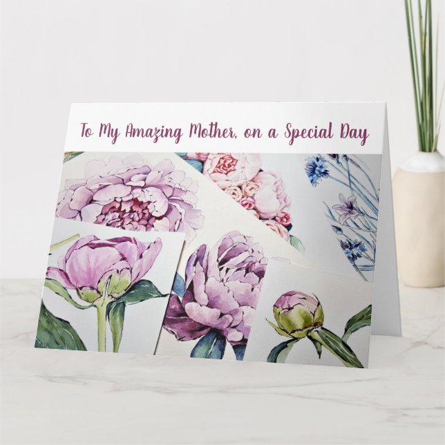 Carte Mère incroyable tendance Amour Art aquarelle Fleur (Devant)