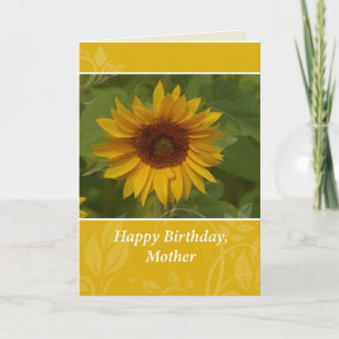 Carte Mère Joyeux anniversaire avec tournesol doré