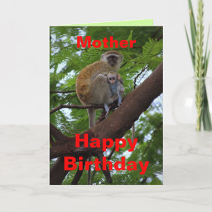 Carte Mère Joyeux anniversaire Mère et enfant singe