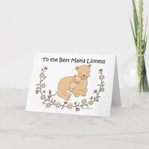 Carte Mère lionne et bébé au meilleur maman lionne