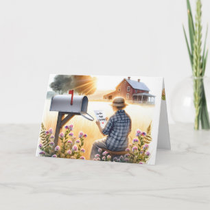 Carte Mère lit une lettre d'anniversaire de l'enfant