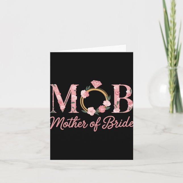 Carte Mère Mariée Mariage Mob Floral Rose Diamond Bague (Devant)