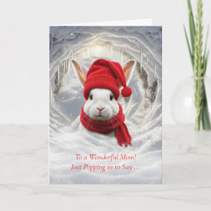 Carte Mère ou Maman Noël Joyuses Fêtes Lapin Mignon