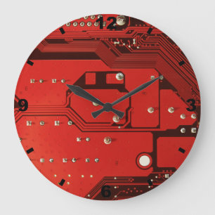 CARTE MÈRE ROUGE Grande horloge ronde
