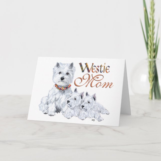 Carte Mère Terrier West Highland White et ses chiots (Devant)