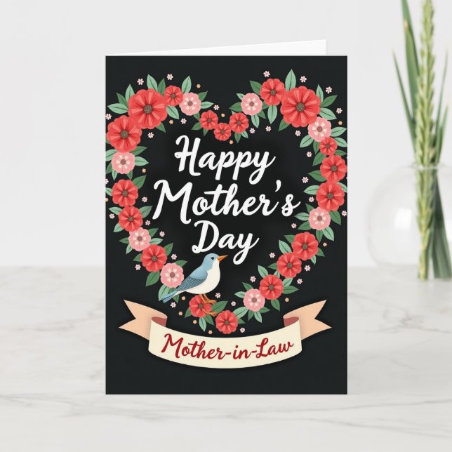 Carte Mères Cœur Floral (Devant)