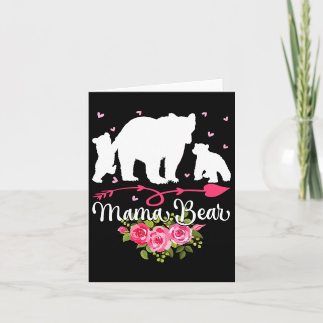 Carte Mères Day Mama Ours Avec 2 Cubs Cubes (Devant)