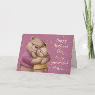 Carte Mère's Day Partenaire Cute Bear Hugs Card