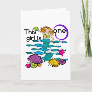 Carte Mermaid 1er Anniversaire Tshirts et cadeaux