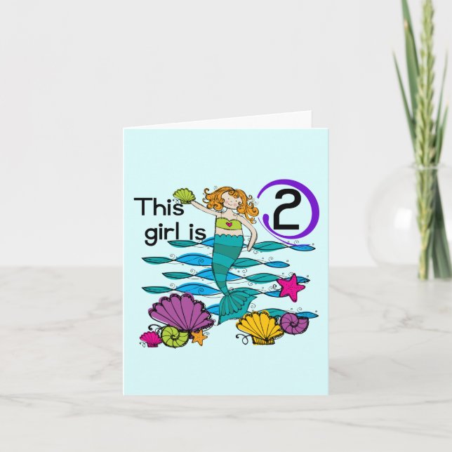Carte Mermaid 2e Anniversaire Tshirts et cadeaux (Devant)