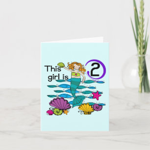 Carte Mermaid 2e Anniversaire Tshirts et cadeaux