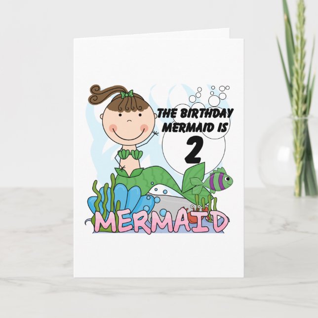 Carte Mermaid 2e Anniversaire Tshirts et cadeaux (Devant)