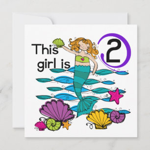 Carte Mermaid 2e Anniversaire Tshirts et cadeaux