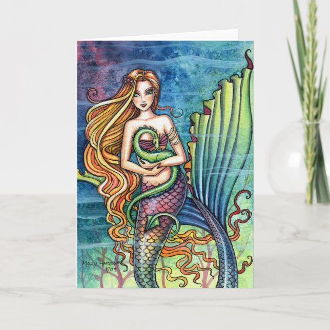 Carte Mermaid and Sea Dragon Card by Molly Harrison (Devant)
