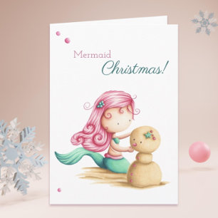 Carte Mermaid Christmas Summer Beach