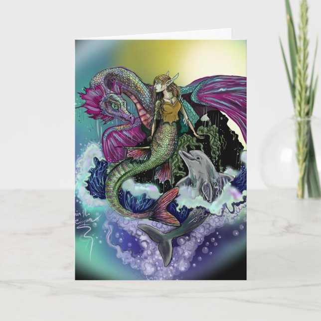 Carte Mermaid&Dolphin~Carte de voeux (Devant)