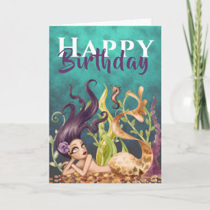 Carte Mermaid et Seahorse Under the Sea Beach Anniversai