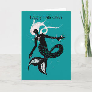 Carte Mermaid gothique Mer Noire Créature Halloween